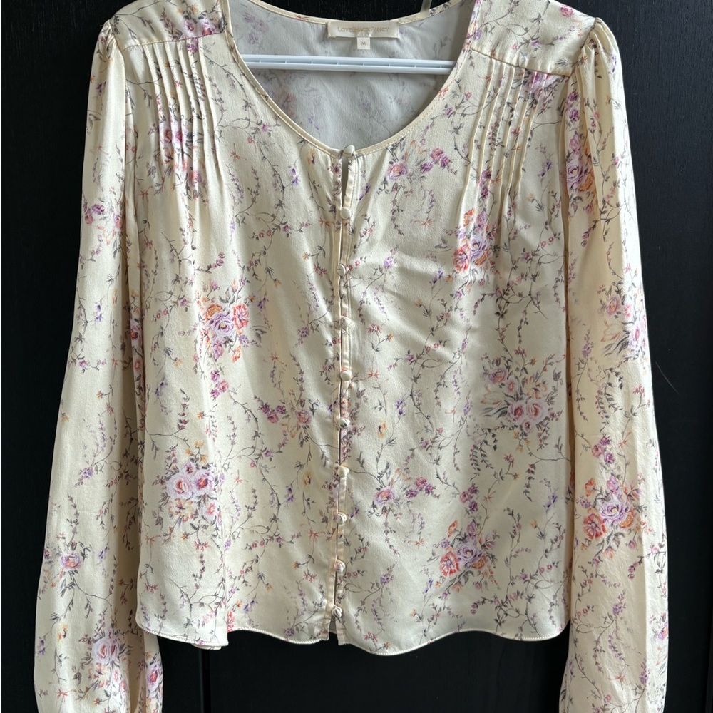 LoveShackFancy Floral Cream Blouse